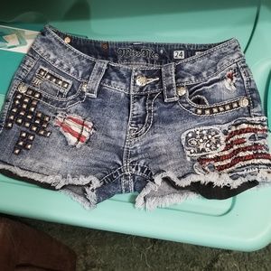 American flag denim shorts